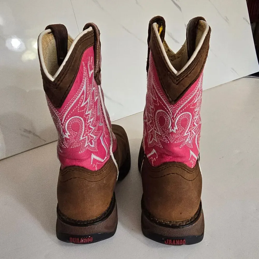 DURANGO LIL' REBEL PRO Pink Tan Sq Toe DWBT093 Child Size 9M